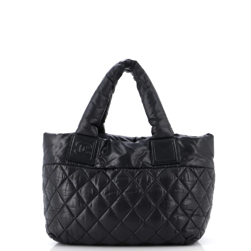Women's Tote Bag with Detachable Pouch in Purple for Added ConvenienceCoco Cocoon Reversible Tote Quilted Nylon Small
