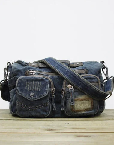 Blue Denim Mens Womens Side Bag Handbag Blue Jean Shoulder Bag Messenger Bag For Women