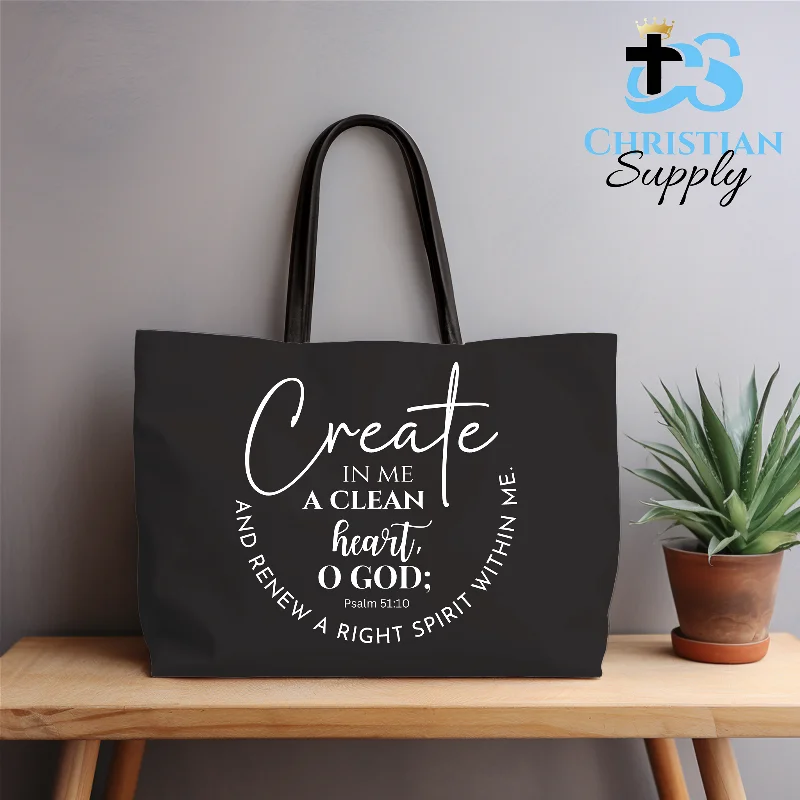 Patchwork Tote Bag in Denim with Vintage - Inspired Designs for a Retro AppealCreate in Me a Clean Heart Tote Bag