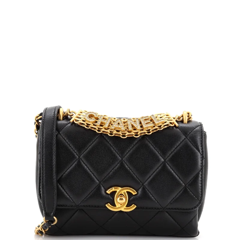 Women's Shoulder Bag with Floral Embroidery in Purple for Spring WalksCrystal Logo Letters Chain Handle Flap Bag Quilted Lambskin Mini Women's Shoulder Bag with Floral Embroidery in Purple for Spring WalksCrystal Logo Letters Chain Handle Flap Bag Quilted Lambskin Mini