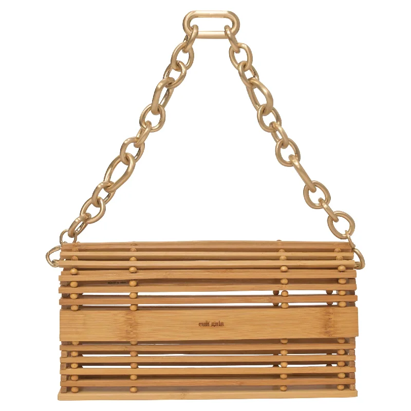 Cult Gaia Sylva Shoulder Bag in Beige Wood