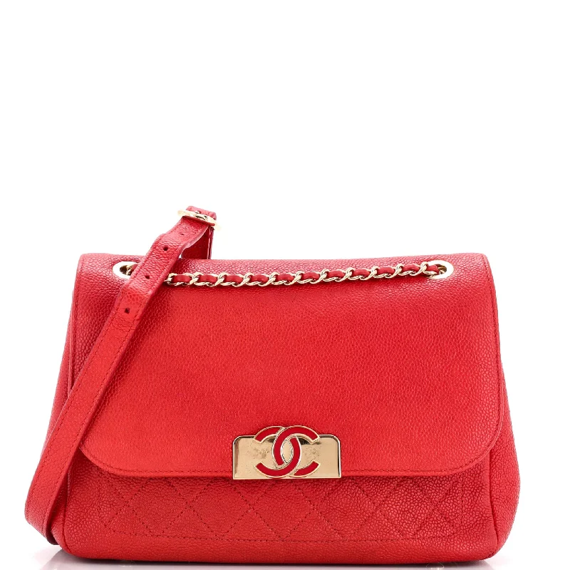 Printed Silk Shoulder Bag in Red for a Pop of ColorData Center Back Pocket Flap Bag Caviar Medium