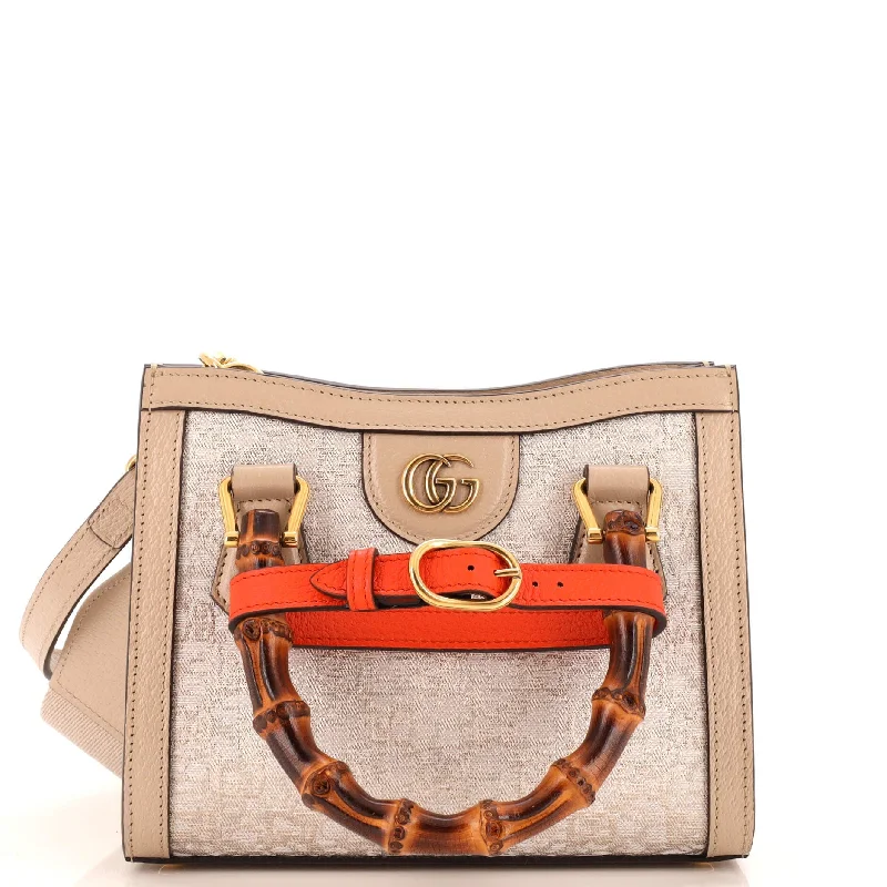 Quilted Tote Bag in Cream with Silver Hardware for a Classic and Sophisticated StyleDiana NM Bamboo Handle Tote GG Jacquard Mini