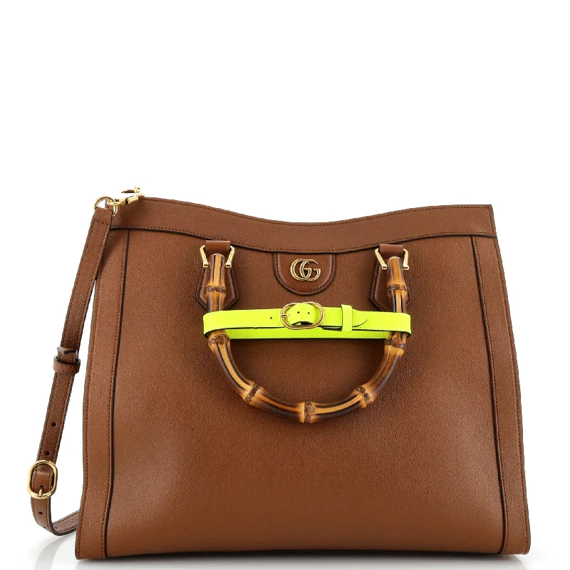 Waterproof Tote Bag in Yellow for Outdoor Activities in Wet WeatherDiana NM Bamboo Handle Tote Leather Medium