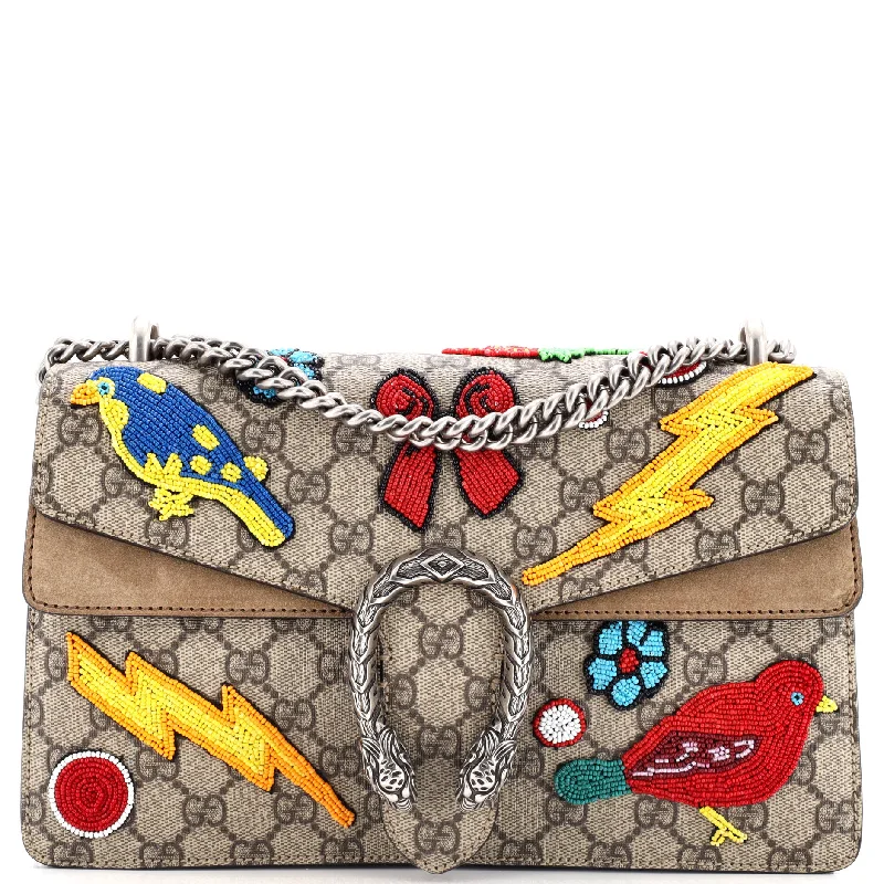 Quilted Shoulder Bag in Cream for a Classic and Elegant LookDionysus Bag Embellished GG Coated Canvas Small