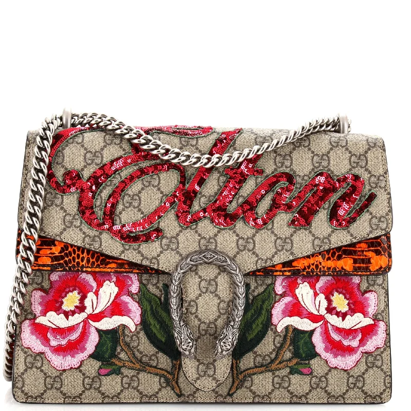 Metallic Shoulder Bag in Gold for Special OccasionsShoulder Bag with Geometric Pattern in Multicolor for a Contemporary StyleDionysus Bag Embroidered GG Coated Canvas with Python Medium