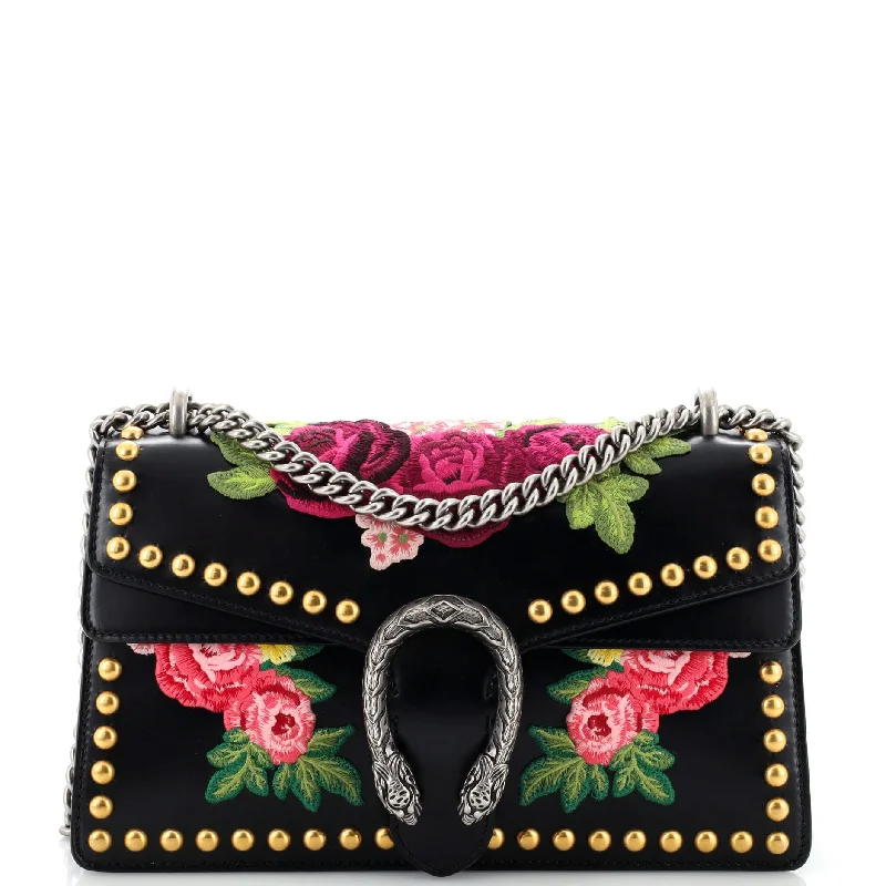 Pvc Shoulder Bag in Clear with Glitter for a Fun and Modern LookDionysus Bag Embroidered Studded Leather Small Pvc Shoulder Bag in Clear with Glitter for a Fun and Modern LookDionysus Bag Embroidered Studded Leather Small