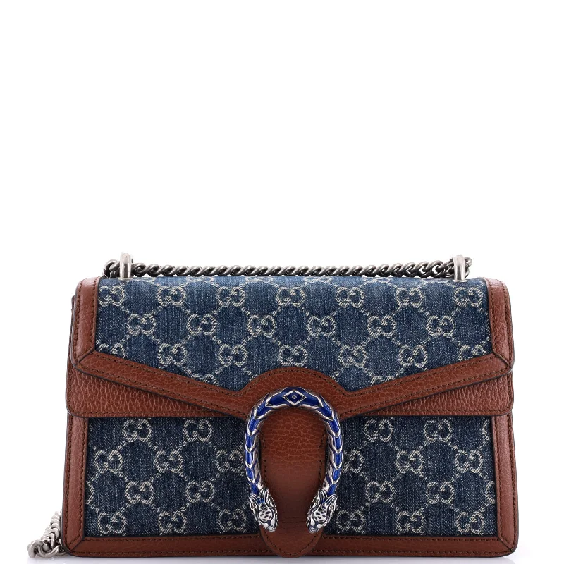 Women's Canvas Shoulder Bag in Navy with Striped Pattern for Beach TripsDionysus Bag GG Denim Small Women's Canvas Shoulder Bag in Navy with Striped Pattern for Beach TripsDionysus Bag GG Denim Small