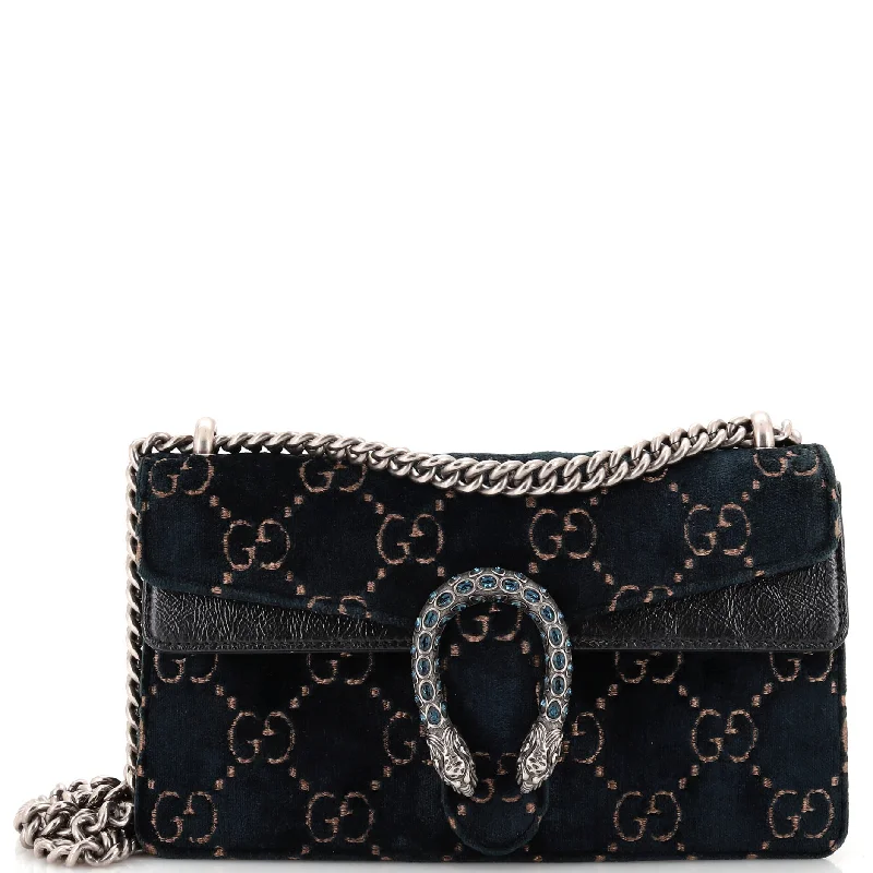Embroidered Denim Shoulder Bag in Blue for a Vintage VibeDionysus Bag GG Velvet Mini