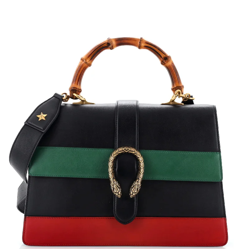 Dionysus Bamboo Top Handle Bag Colorblock Leather Large
