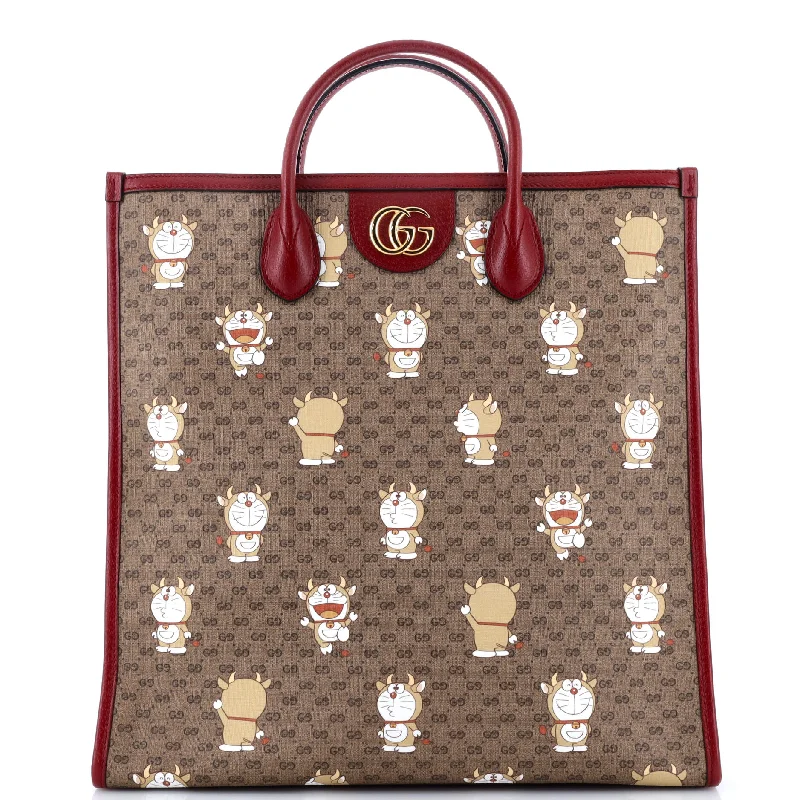 Tote Bag with Adjustable Shoulder Strap in Olive Green for Comfortable CarryingDoraemon Tote Printed Mini GG Coated Canvas Medium