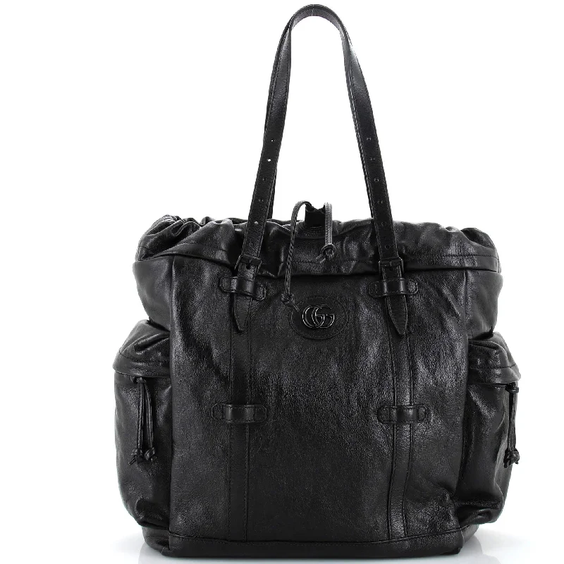 Women's Tote Bag with Magnetic Closure in Orange for Easy Access on the GoDouble G Drawstring Tote Leather