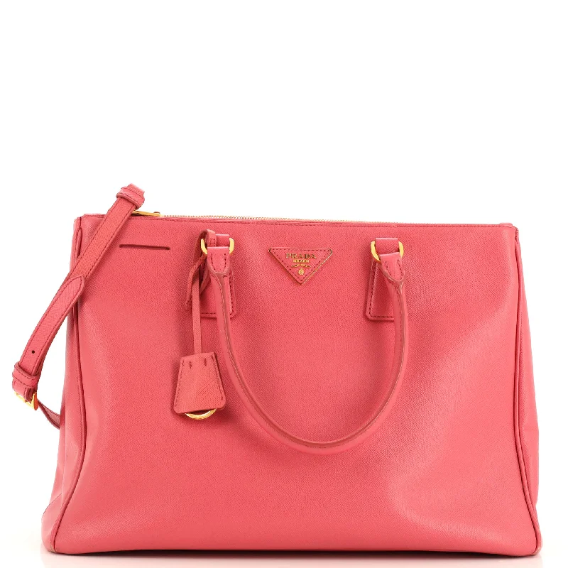 Small Vegan Leather Tote Bag in Blush Pink with Gold - Tone Hardware for a Feminine and Stylish AccessoryDouble Zip Lux Tote Saffiano Leather Medium