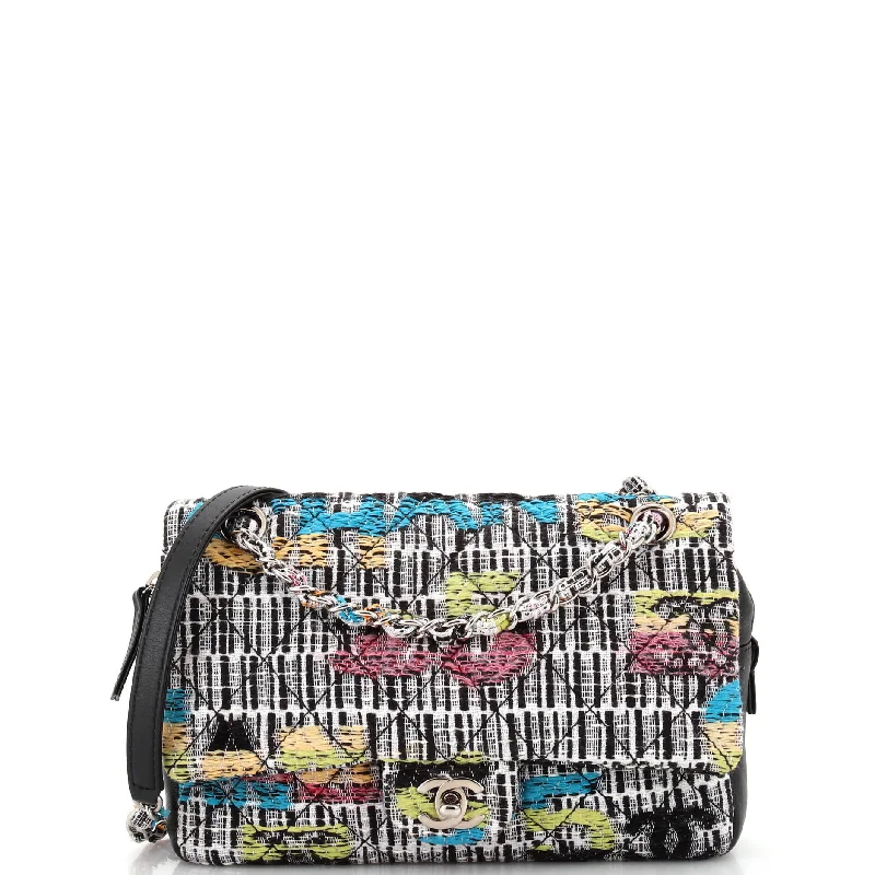 Pvc Shoulder Bag in Clear with Glitter for a Fun and Modern LookEasy Fantasy Flap Bag Quilted Multicolor Tweed Small