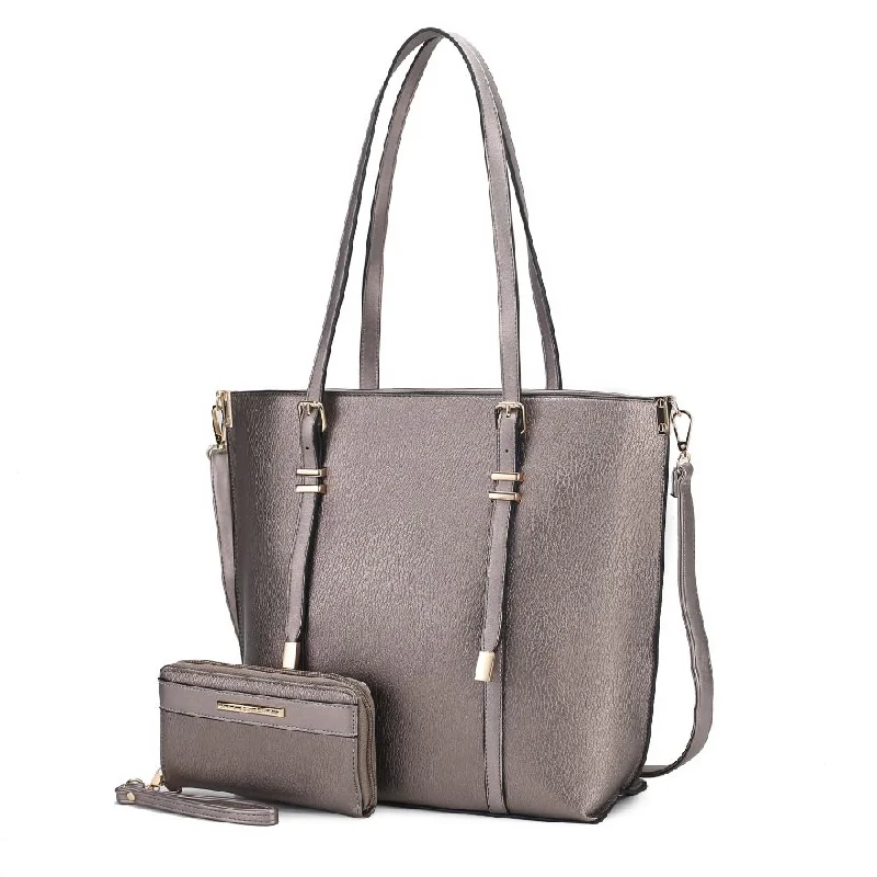 Women's Tote Bag with Detachable Pouch in Purple for Added ConvenienceEmery Vegan Leather Women’s Tote Bag with Wallet - 2 pieces