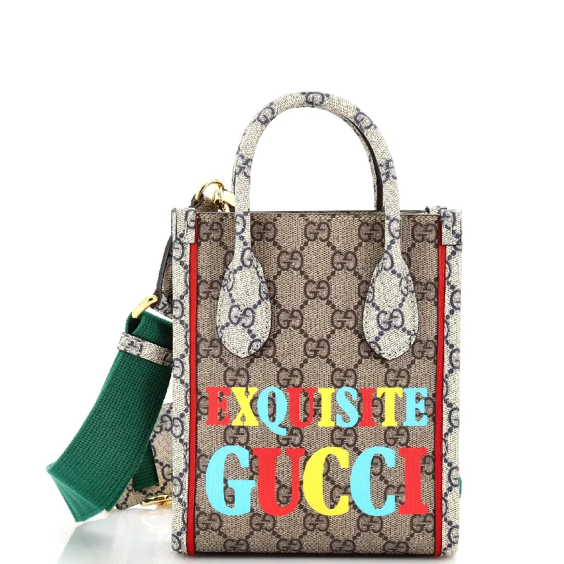 Faux Fur - Trimmed Tote Bag in White for a Cozy Winter LookExquisite Vertical Tote Printed GG Coated Canvas Mini