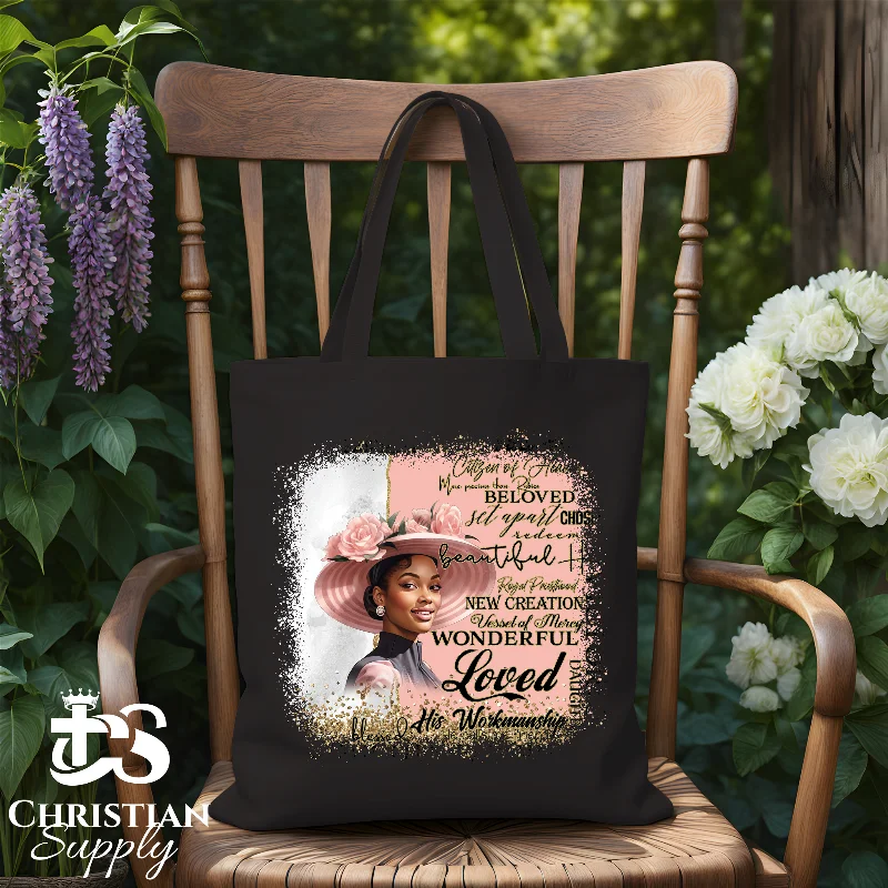 Tote Bag with Adjustable Shoulder Strap in Olive Green for Comfortable CarryingFearfully and Wonderfully Made Pink Tote Bag