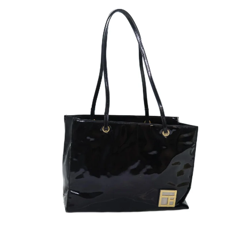 Embroidered Tote Bag in Beige with Floral Motifs for a Boho - Chic VibeFaux Fur - Trimmed Tote Bag in White for a Cozy Winter LookFendi  Patent Leather Tote Bag (Pre-Owned)