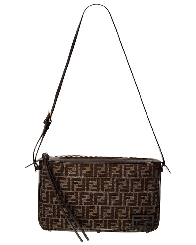 Shoulder Bag with Geometric Pattern in Multicolor for a Contemporary StyleFENDI Simply Medium FF Jacquard & Leather Shoulder Bag