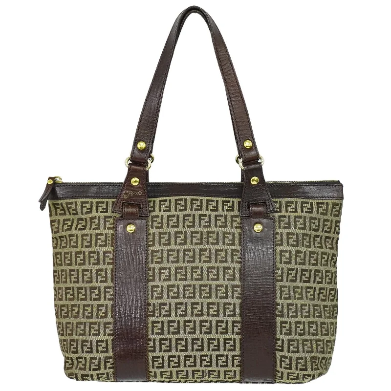 Women's Tote Bag with Magnetic Closure in Orange for Easy Access on the GoLinen Tote Bag in Natural Beige with Braided Details for a Rustic Summer EnsembleFendi Zucca  Canvas Tote Bag (Pre-Owned)