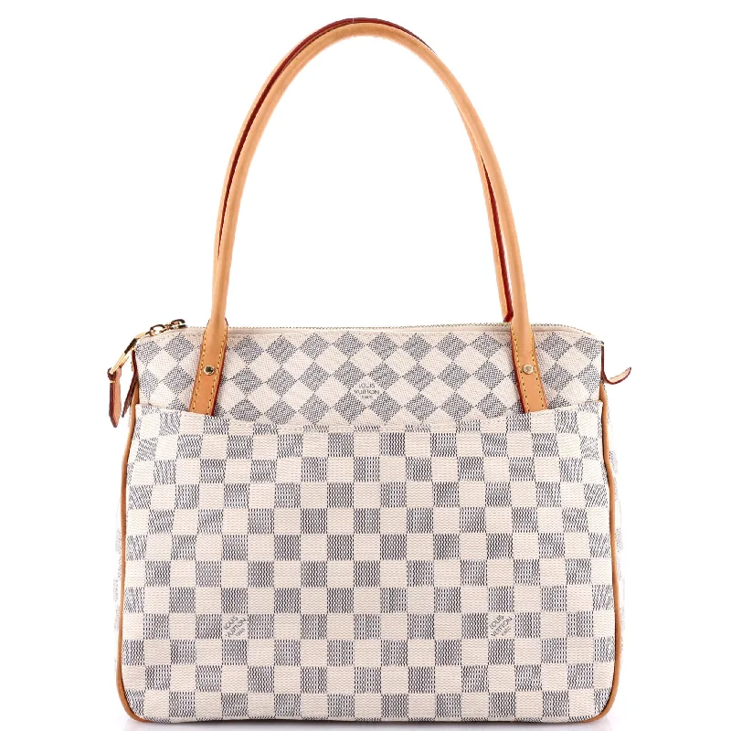 Women's Large Leather Shoulder Bag in Brown with Multiple Compartments for WorkFigheri Handbag Damier PM