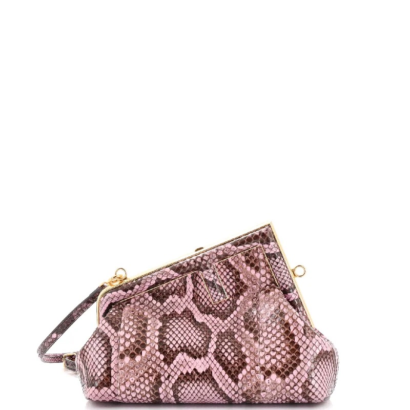 Embroidered Denim Shoulder Bag in Blue for a Vintage VibeFirst Bag Python Small
