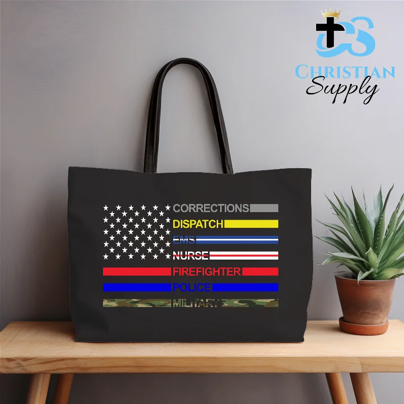Quilted Tote Bag in Cream with Silver Hardware for a Classic and Sophisticated StyleFirst Responders Flag 2 Tote Bag