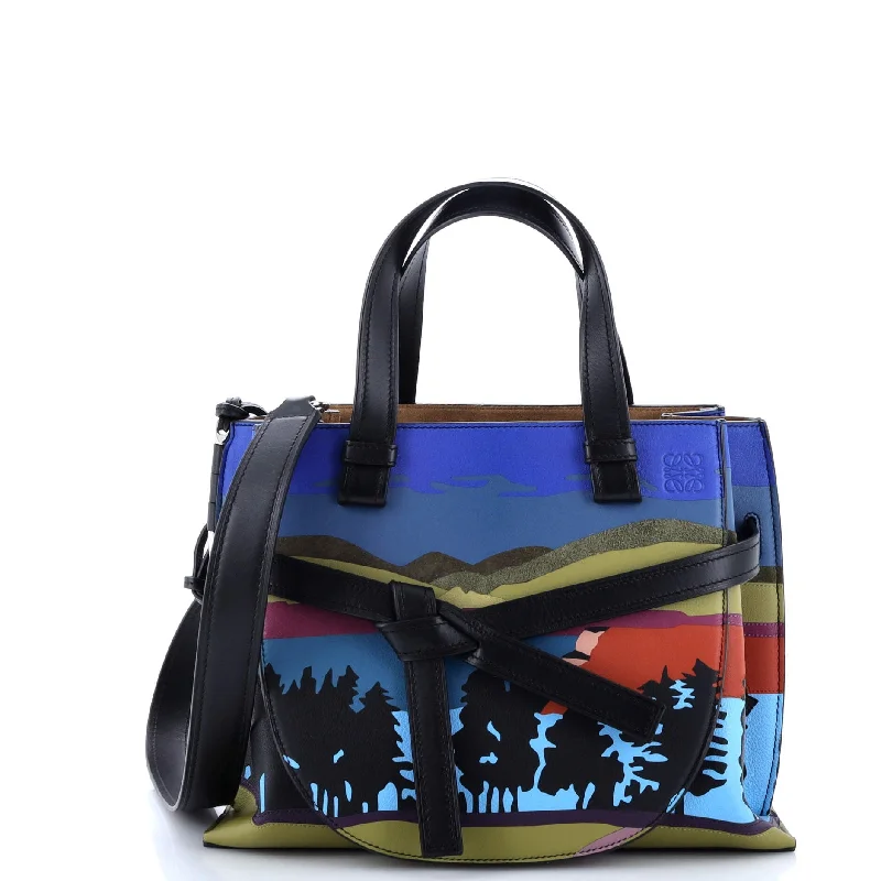 Patchwork Tote Bag in Denim with Vintage - Inspired Designs for a Retro AppealGate Tote Printed Leather Small Patchwork Tote Bag in Denim with Vintage - Inspired Designs for a Retro AppealGate Tote Printed Leather Small