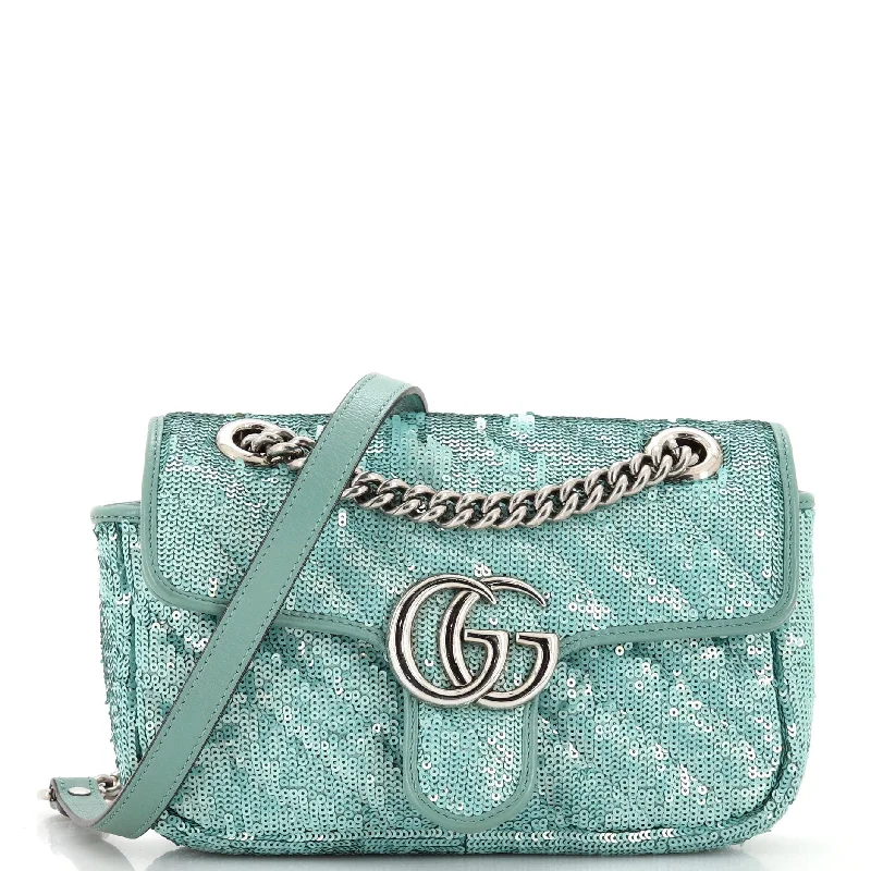 Women's Shoulder Bag with Fringe Details in Brown for a Bohemian StyleGG Marmont Flap Bag Diagonal Quilted Sequins Mini