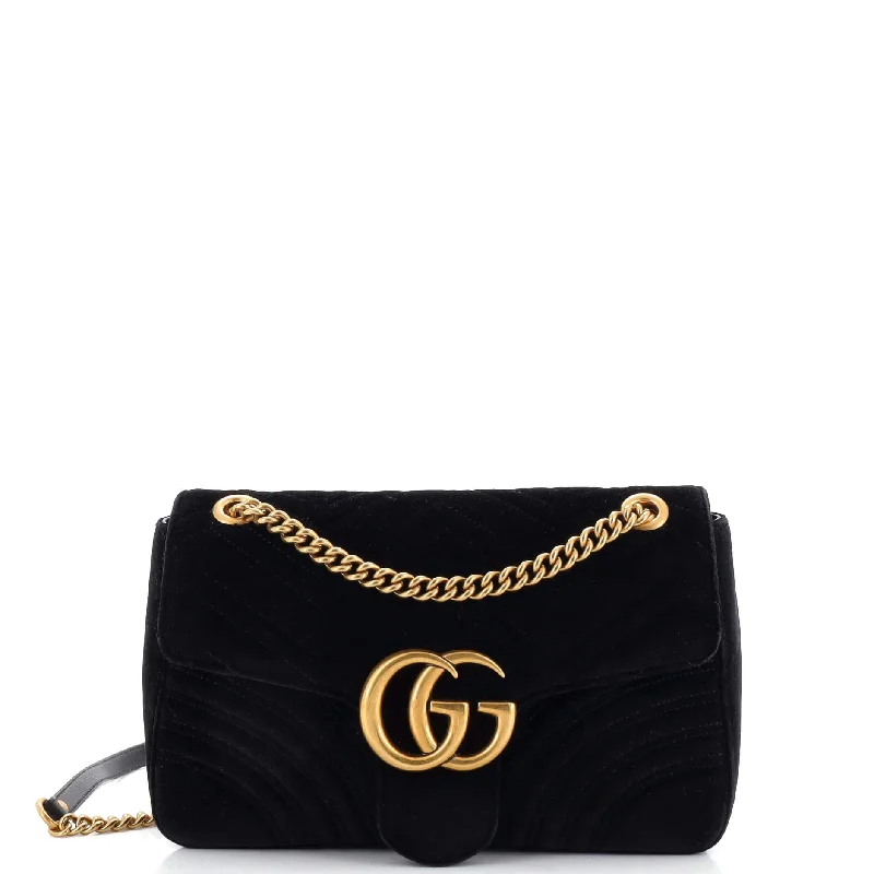 GG Marmont Flap Bag Matelasse Velvet Medium