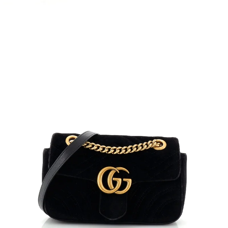 GG Marmont Flap Bag Matelasse Velvet Mini