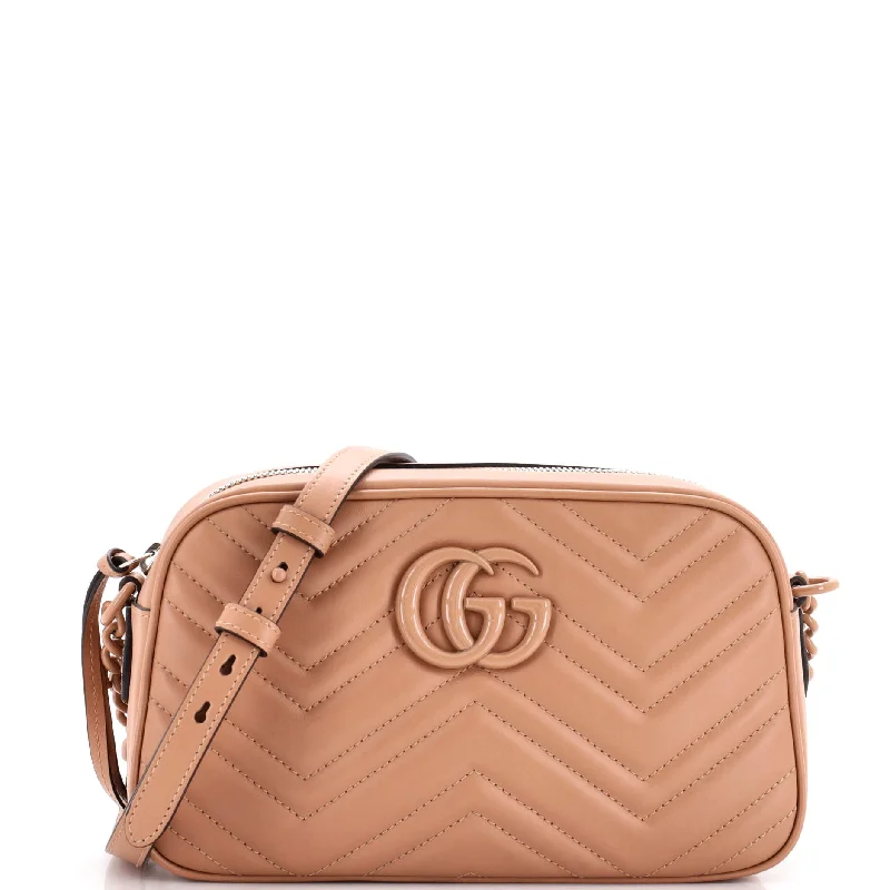 Women's Shoulder Bag with Zippered Pockets in Orange for SafetyGG Marmont Monochrome Shoulder Bag Matelasse Leather Small