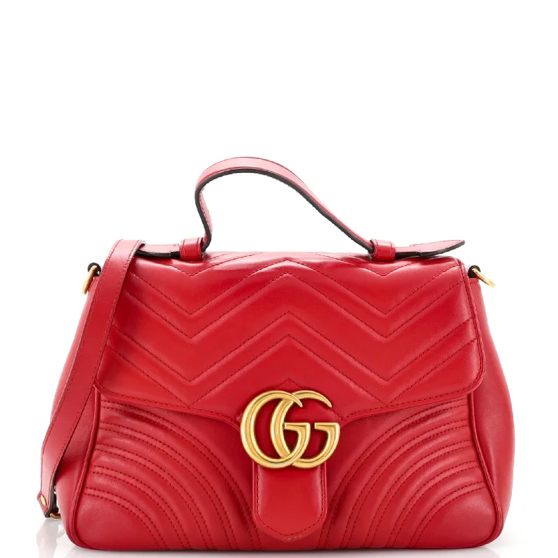 Printed Silk Shoulder Bag in Red for a Pop of ColorGG Marmont Top Handle Flap Bag Matelasse Leather Small