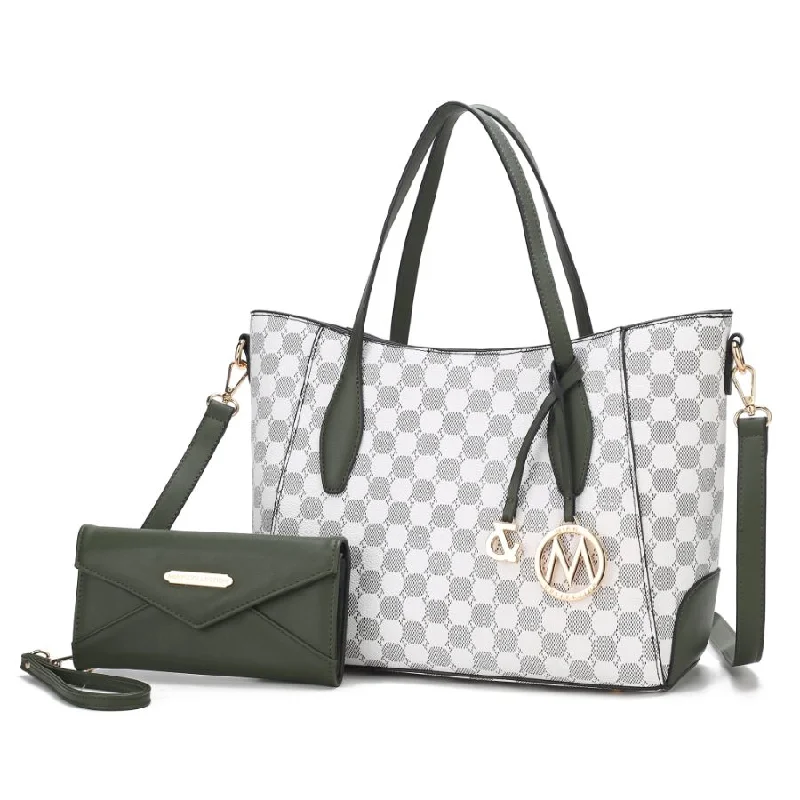 Geometric - Printed Tote Bag in Multicolor for a Contemporary and Trendy OutfitGianna Vegan Leather Women’s Tote with matching Wallet – 2 Pieces