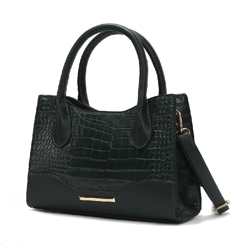 Women's Tote Bag with Detachable Pouch in Purple for Added ConvenienceGili Crocodile Embossed Vegan Leather Women’s Tote Handbag by Mia K.