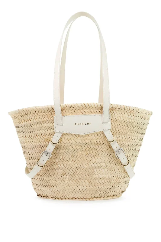 Women's Canvas Shoulder Bag in Navy with Striped Pattern for Beach TripsGivenchy Raffia Voyou Medium Shoulder Bag