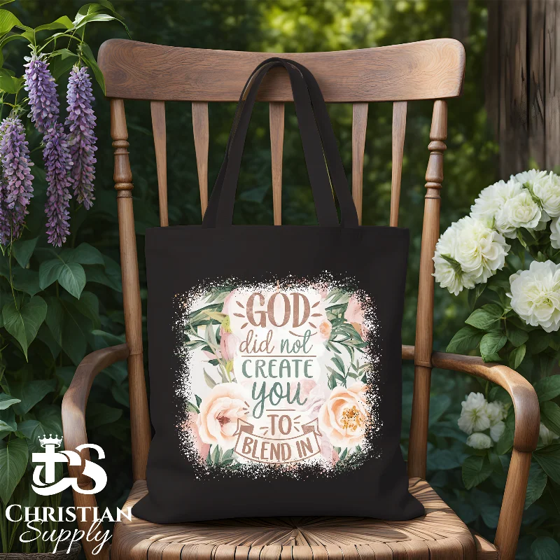 Patchwork Tote Bag in Denim with Vintage - Inspired Designs for a Retro AppealGod Did Not Create You to Blend In Tote Bag