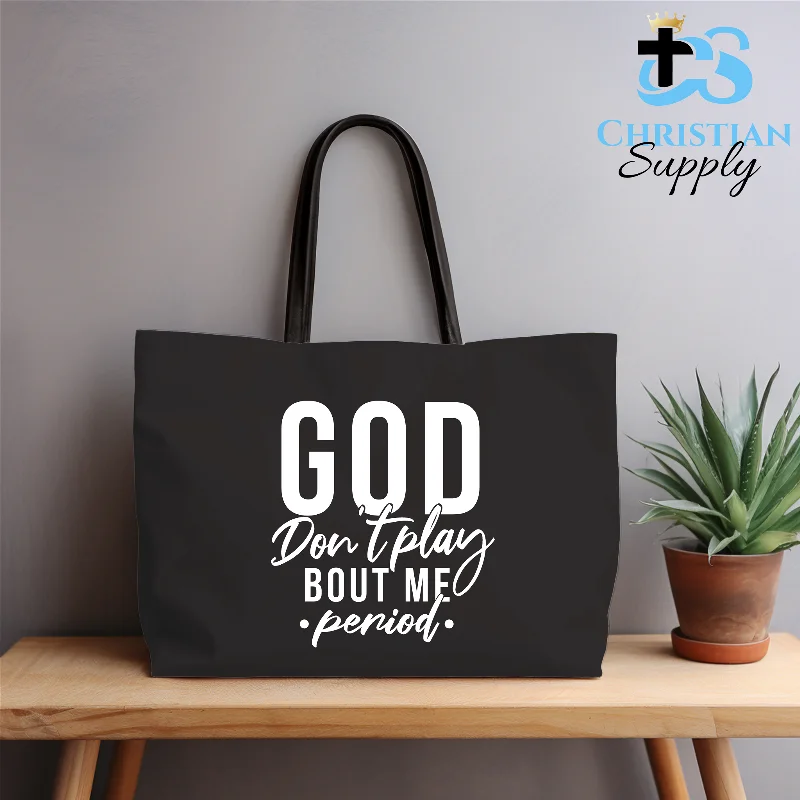 Women's Tote Bag with Detachable Pouch in Purple for Added ConvenienceGod Don't Play About Me, Period Tote Bag