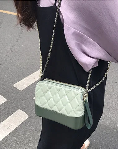 Shoulder Bag with Geometric Pattern in Multicolor for a Contemporary StyleGreen Leather Women Chain Shoulder Bag Wristlet Bag For Women