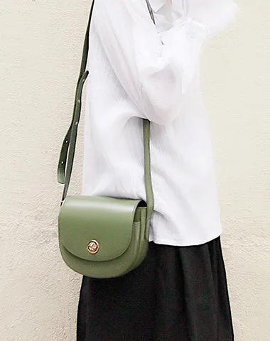 Shoulder Bag with Chain Strap in Silver for a Trendy AppearanceGreen Leather Women Small Saddle Shoulder Bag For Women