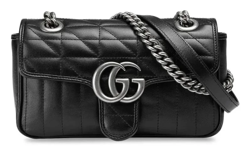 Women's Shoulder Bag with Floral Embroidery in Purple for Spring WalksGucci GG Marmont Mini Black Leather Women's Shoulder Bag 446744 UM8AN 1000