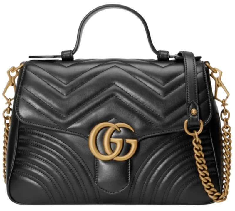 Shoulder Bag with Chain Strap in Silver for a Trendy AppearanceGucci GG Marmont Small Black Leather Women's Shoulder Bag 498110 DTDIT 1000