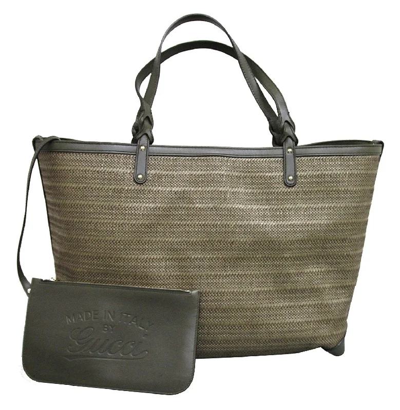 Large Capacity Genuine Leather Women's Tote Bag in Black for Work and CommutingGucci Women's  Straw LeatherCraft Tote Bag