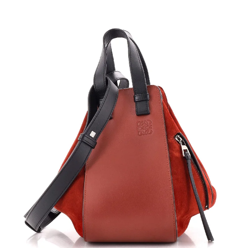 Shoulder Bag with Geometric Pattern in Multicolor for a Contemporary StyleHammock Bag Leather and Suede Small