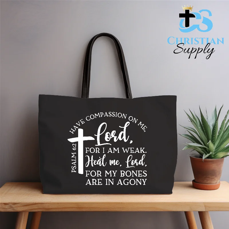 Medium - Sized Canvas Tote Bag in Navy Blue with Striped Pattern for a Nautical - Inspired LookHave Compassion on Me Lord, For I Am Weak. Heal Me, Lord Tote Bag Medium - Sized Canvas Tote Bag in Navy Blue with Striped Pattern for a Nautical - Inspired LookHave Compassion on Me Lord, For I Am Weak. Heal Me, Lord Tote Bag
