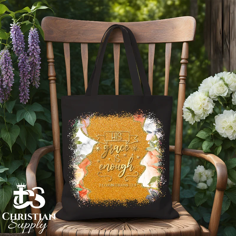 Women's Tote Bag with Detachable Pouch in Purple for Added ConvenienceHis Grace is Enough Tote Bag
