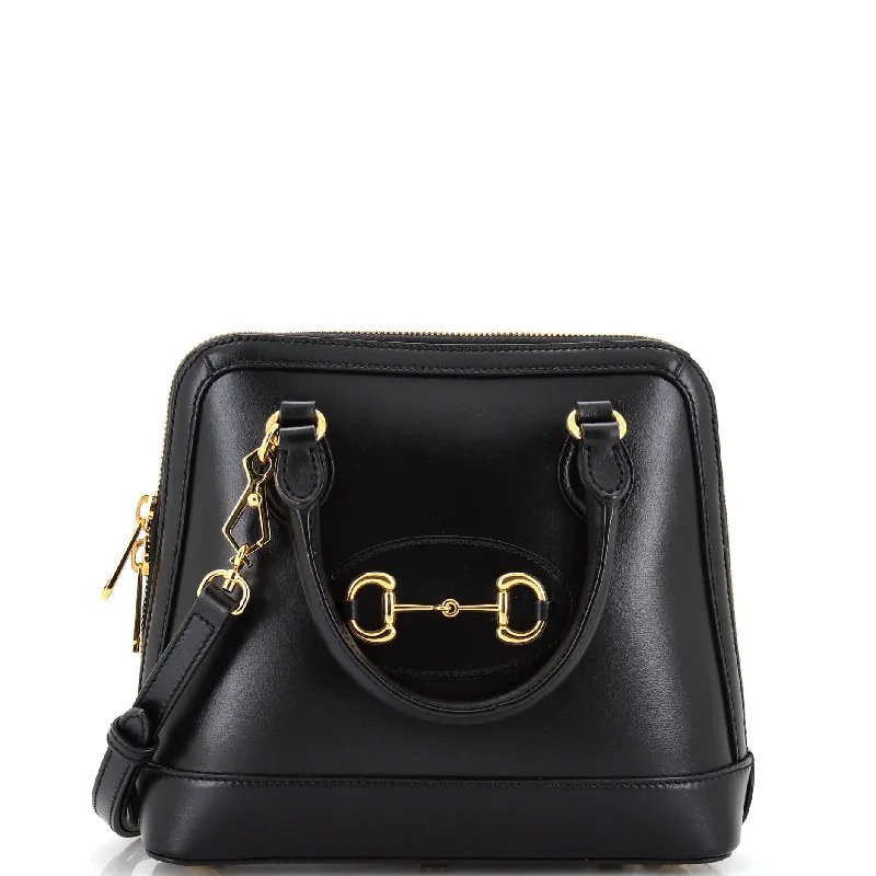 Crossbody Shoulder Bag in Black Leather with Gold Hardware for Night OutsHorsebit 1955 Top Handle Bag Leather Small
