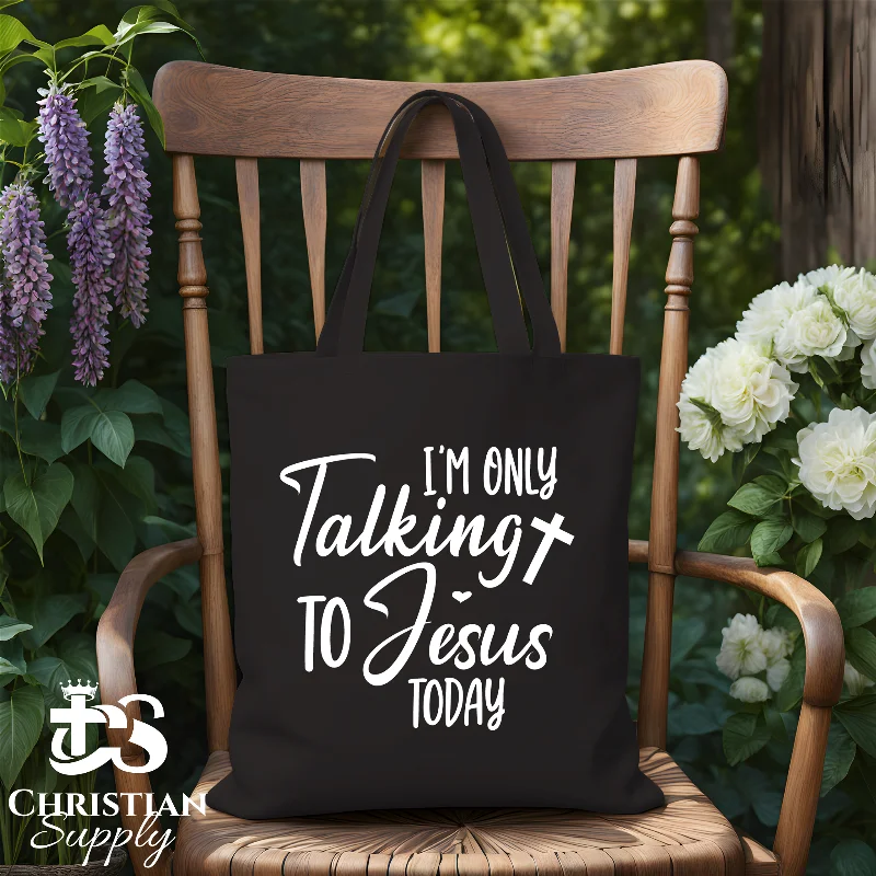Patchwork Tote Bag in Denim with Vintage - Inspired Designs for a Retro AppealI'm Only Talking to Jesus Today 2 Tote Bag