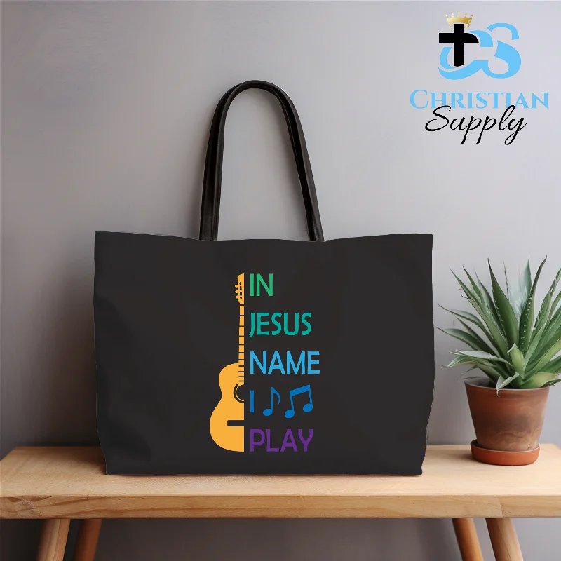 Waterproof Tote Bag in Yellow for Outdoor Activities in Wet WeatherIn Jesus Name I Play Guitar Tote Bag Waterproof Tote Bag in Yellow for Outdoor Activities in Wet WeatherIn Jesus Name I Play Guitar Tote Bag