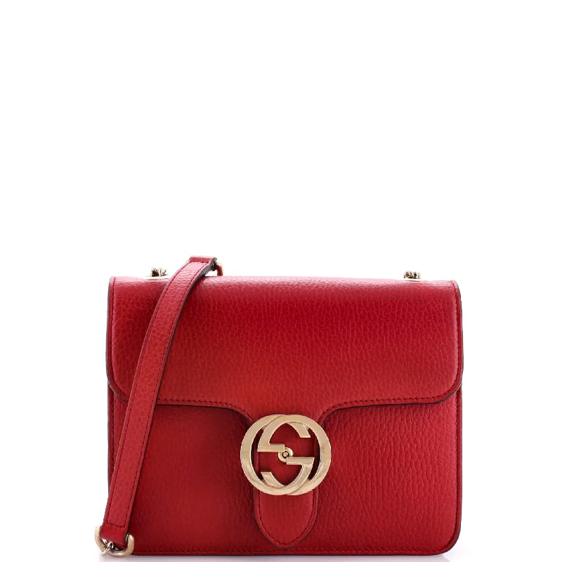 Suede Shoulder Bag in Pink with Tassel Accents for Casual OutingsInterlocking Shoulder Bag Leather Small